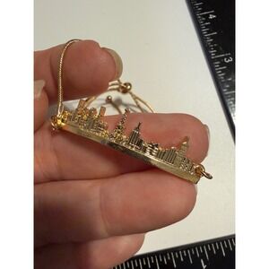 Gold Tone City Skyline Bolo Bracelet Adjustable Eiffel Tower Travel Paris France